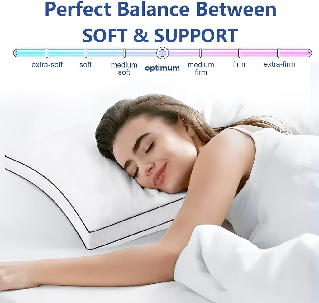 Premium Pillows Queen Size Set of 2, Fluffy and Supportive 7D Down Alternative Bed Pillows, Luxury Soft Hotel Quality