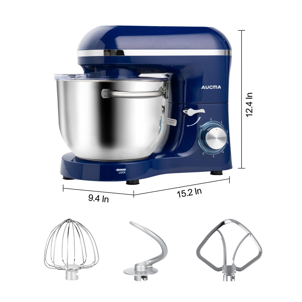 Stand Mixer,6.5-QT 660W 6-Speed Tilt-Head Food Mixer, Kitchen Electric Mixer with Dough Hook, Wire Whip & Beater