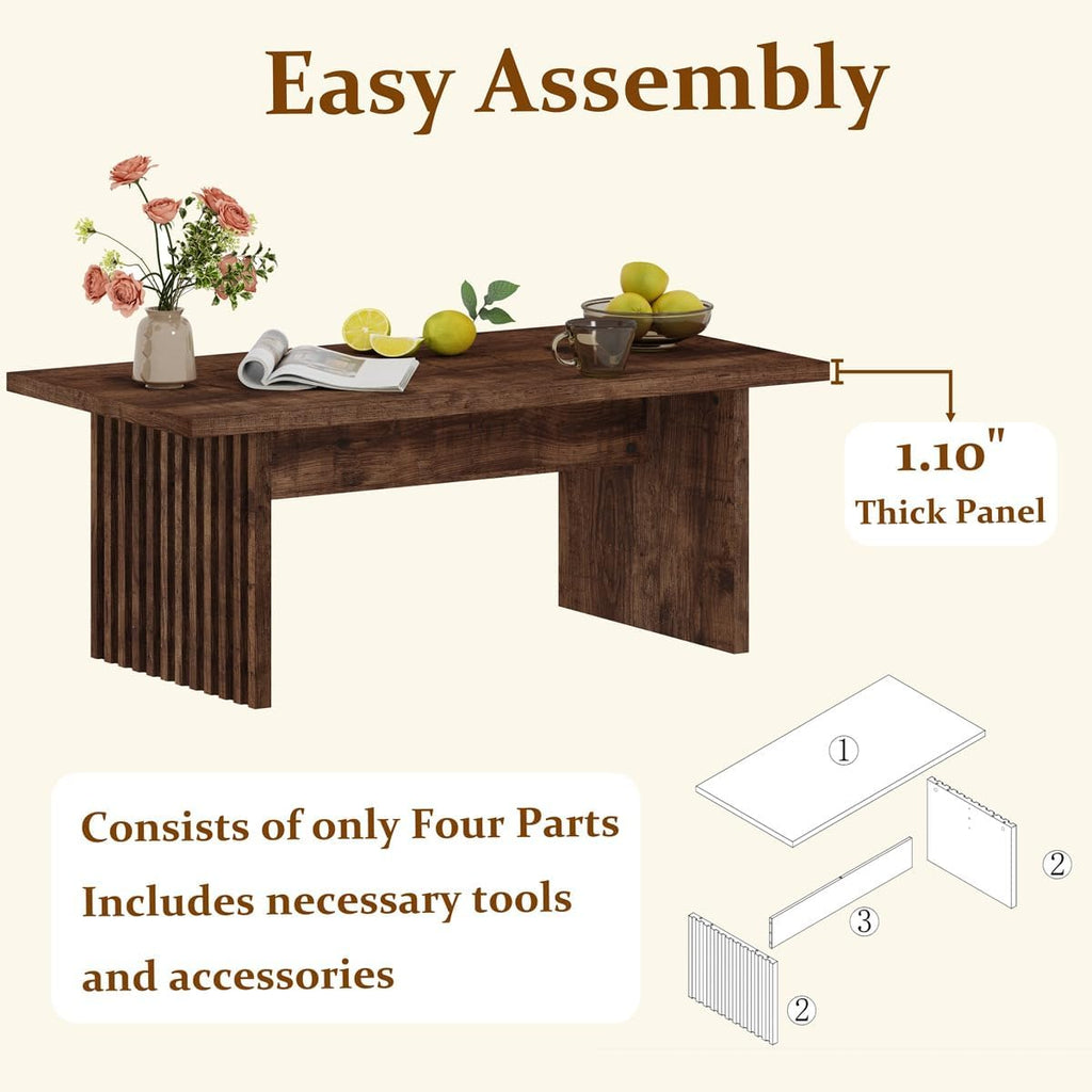 Coffee Table, Farmhouse Wood Center Table, Rectangle Mid-Century Living Room Tables
