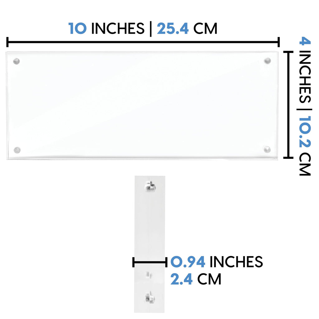 DuraClear 4x10 Acrylic Frame - Frameless Panoramic Photo & License Display - Sleek, Modern Design for Elegant Decor