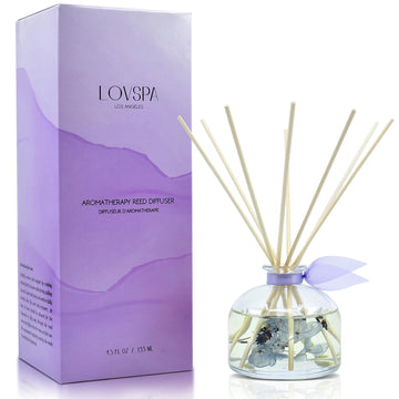 Reed Diffuser Set, Calm Spanish Blue Lavender Scented Oil Diffuser with Sticks, Home Fragrance Accessories Shelf