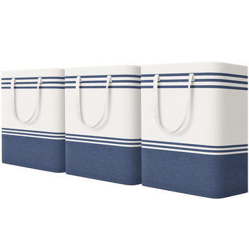 3-Pack Laundry Basket, Laundry Hamper, Blue-125L