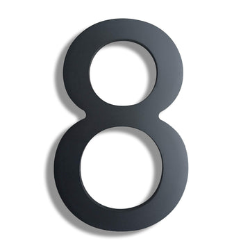 8 Inch High Modern House Numbers - Floating Stainless Steel Home Address Number, Easy to Install, Black