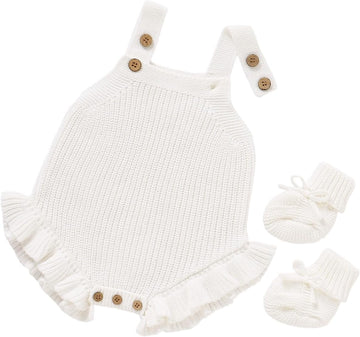 Baby Sweater and Booties Set, Newborn Cotton Sleeveless Romper