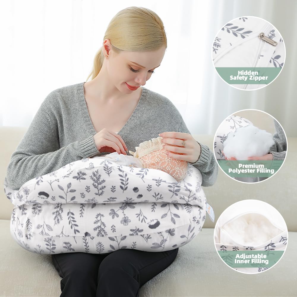 Nursing Pillow Adjustable, Pillow for Breast Feeding Bottle Feeding, Large Size More Support for Mom, Breastfeeding