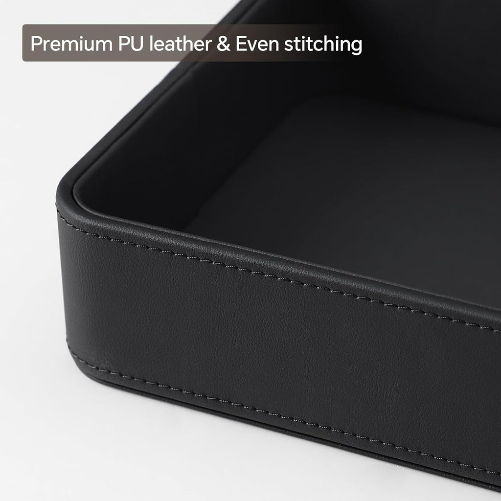 Valet Tray for Men, PU Leather Catchall Tray Nightstand Organizer