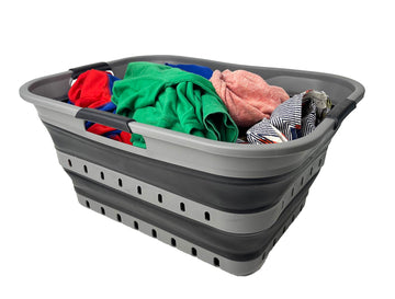 42 (11 Gallons) Collapsible Plastic Laundry Basket, Foldable Pop Up Storage Container/Organizer, Space Saving Hamper