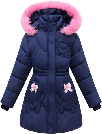 Winter Coat For Girls Puffer Jackets Collar Hooded Parka