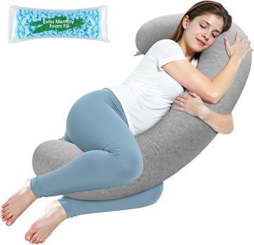 Body Pillow, Memory Foam Pregnancy Pillow Leg Pillow 47.2x9.8in | C-Shaped Long Full Body Pillow, Maternity Pillow