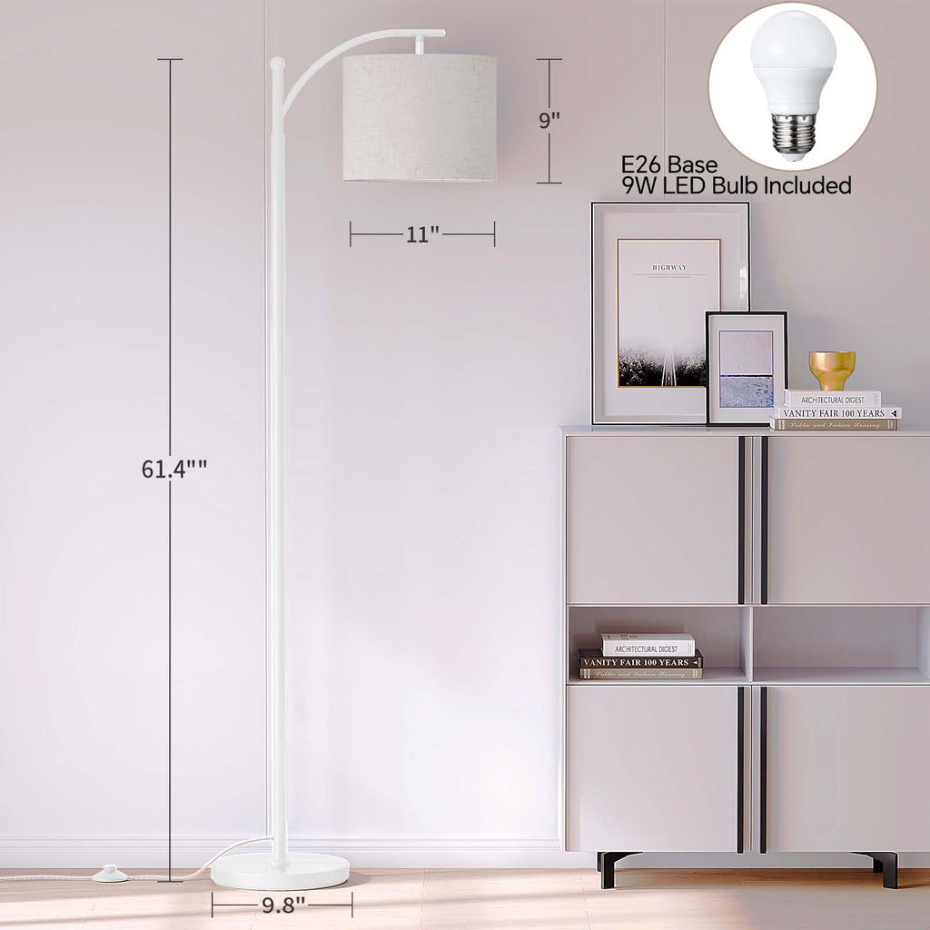 Arc Floor Lamp, Modern Floor Lamp with 9W 3 Color Temperatures Bulb