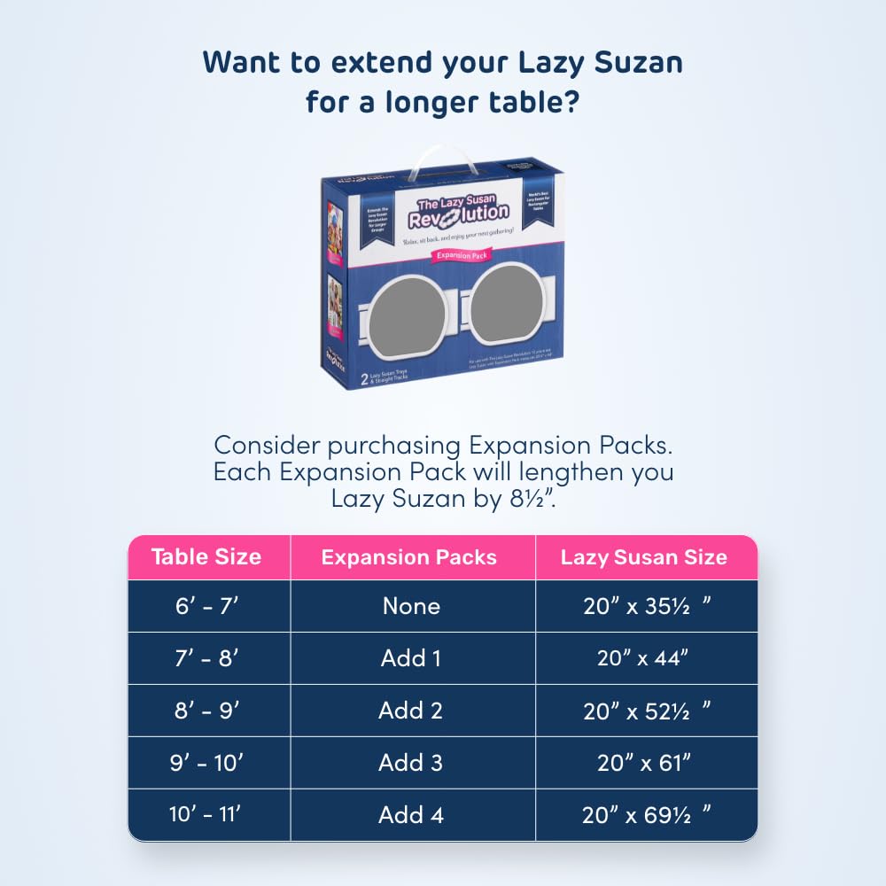 Light Gray- - The First Patented Lazy Susan Turntable Expandable for Rectangular & Oblong Tables - Kitchen & Dining