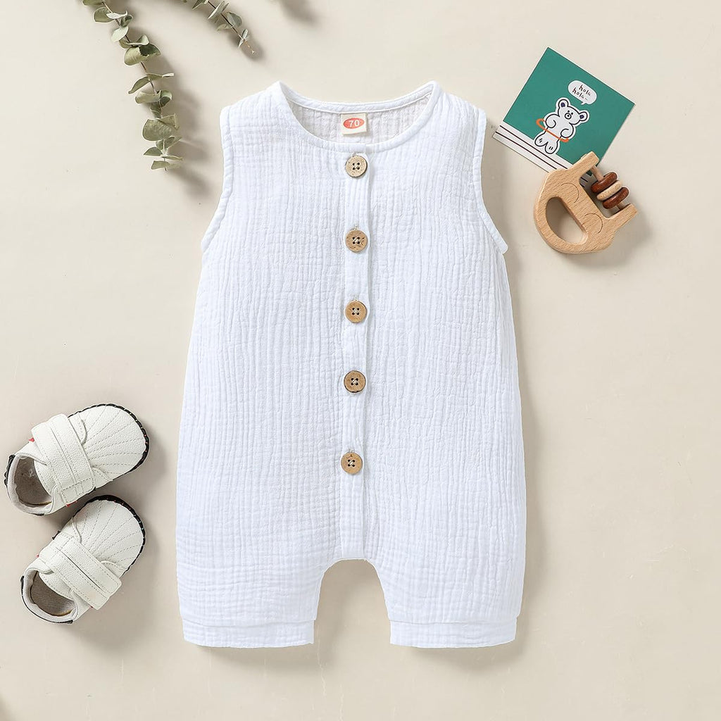 Infant Baby Boys Girls Cotton Linen Romper Summer Jumpsuit Sleeveless Overalls Clothing Set