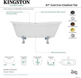 Aqua Eden VCTND6728NH1 Cast Iron Double Slipper Clawfoot Bathtub Chrome Feet without Drillings, 67-Inch, White