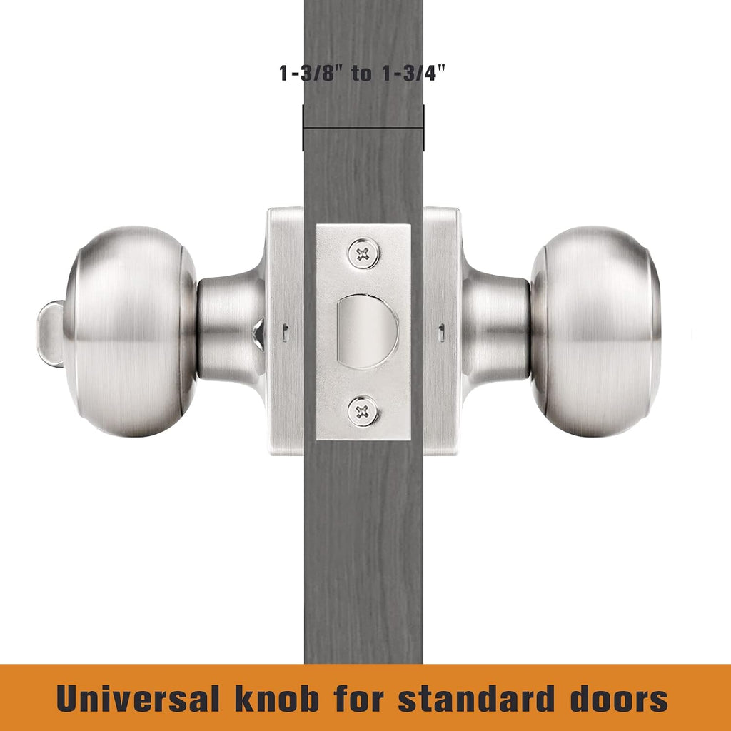 Brushed Nickel Square Door Knobs, Privacy Door Knobs , Interior Door Handles Stainless Steel, Modern Door Knobs with