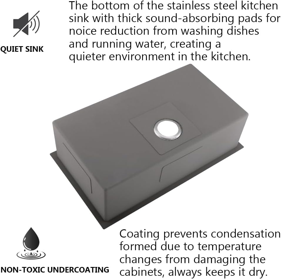 32 Inch Undermount Kitchen Sink Stainless Steel | 32x18 Stainless Steel Kitchen Sink Undermount 16 Gauge Under