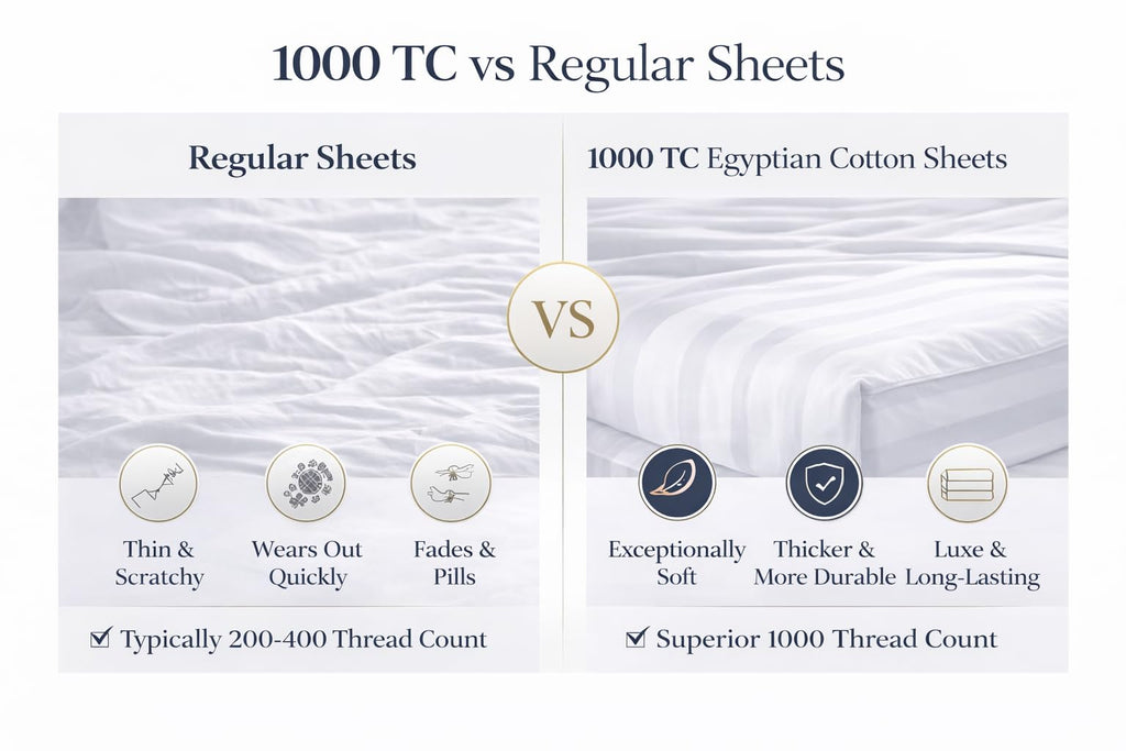 100% Egyptian Cotton Sheets King Size - 1000 Thread Count Luxury Hotel Sateen Weave Sheet Set, Soft & Breathable, 17"