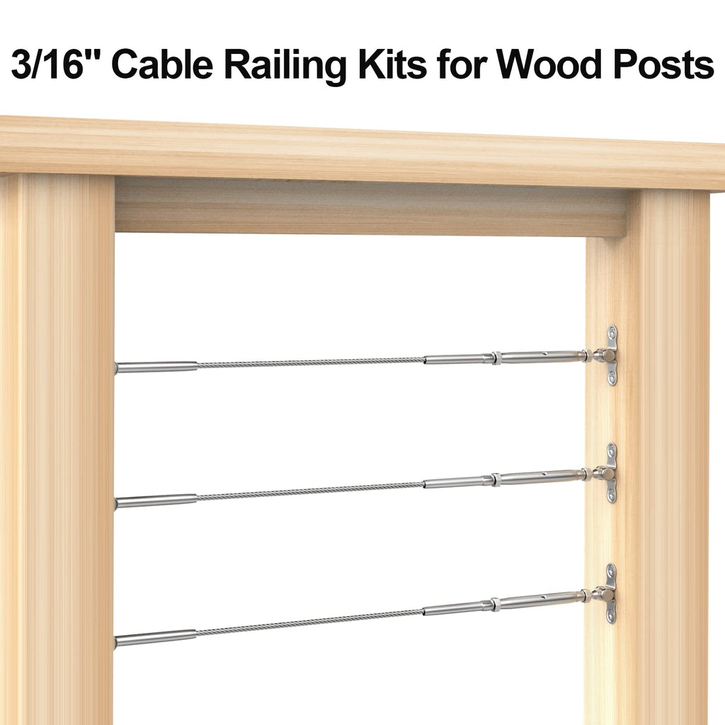 10 Pairs 3/16" Cable Railing Kits, T316 Stainless Steel, Adjustable Angle Cable Railing Hardware 3/16" for 2"x2"