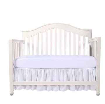 White Crib Bed Skirt- Dust Ruffle Bed Skirt, Toddler Bedding-14 Inch Drop-100% Natural Cotton Crib Bed Skirt for