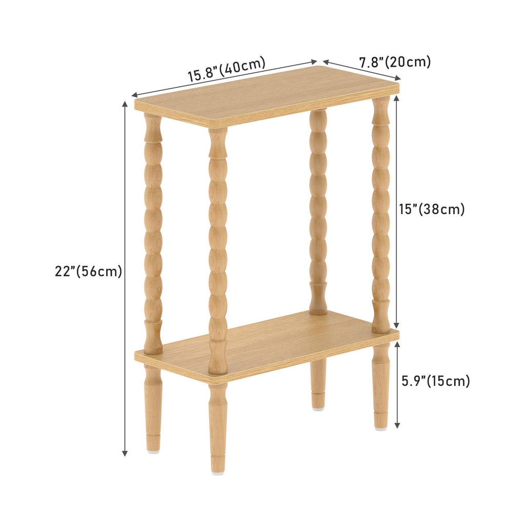 Narrow Side Table with Solid Wood Legs, Small End Table Set of 2