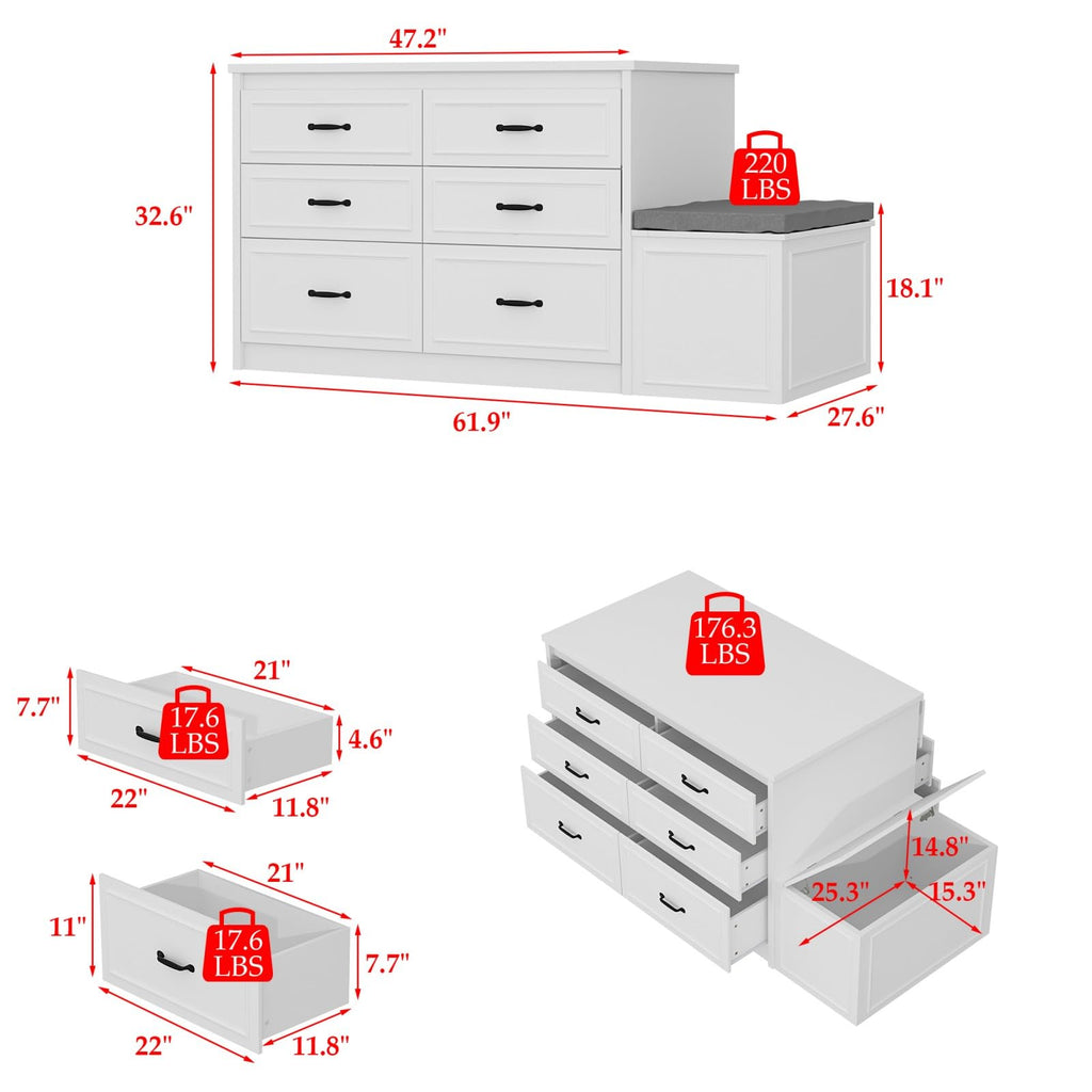 Armoire Bedroom Wardrobe Closet Island with 12 Drawers & Flip Door, Walk in Closet Island with Storage Bench, Islands