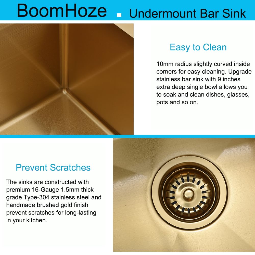 Brass Bar Sink Undermount, 15 x 17 Inch