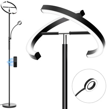 LED Floor Lamp - Modern Standing Lamp with Reading Light, Remote Touch Control Floor Light Dimmable Mother-Daughter