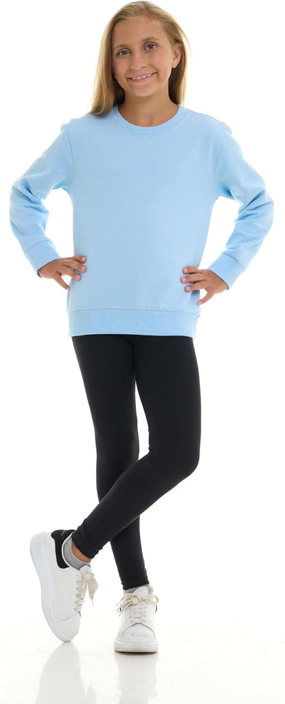 Pack Girls Fleece Crewneck Sweatshirts - Soft Cotton Blend Pullover Tops for School, Play, and Layering