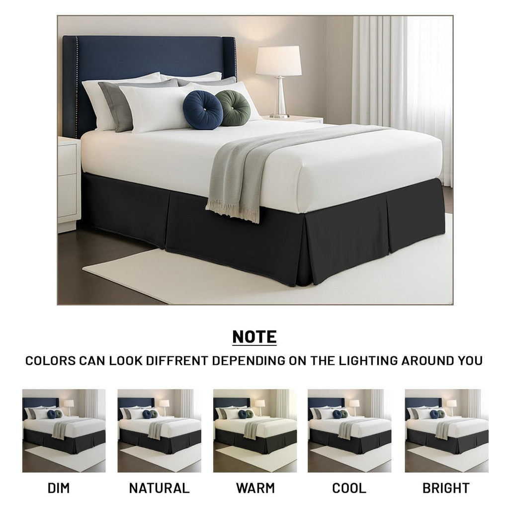 15 inch Drop Bed Skirt Twin Size Platform Style with Secure Fit, Classic Tailored Look, Elegant Pleated Style Dust