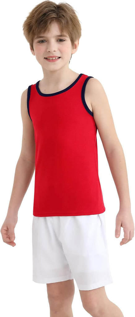5 Pack Boys' Tank Undershirt Sleeveless Tank Tops Assorted Colors Round Neck Cotton Tank Tops