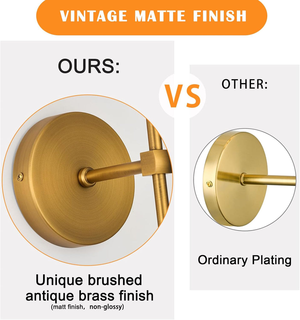 Wall Sconce Set of 2 Hardwired Vintage Antique Brass Sconce Candle Wall Light for Bedroom Living Room Vanity