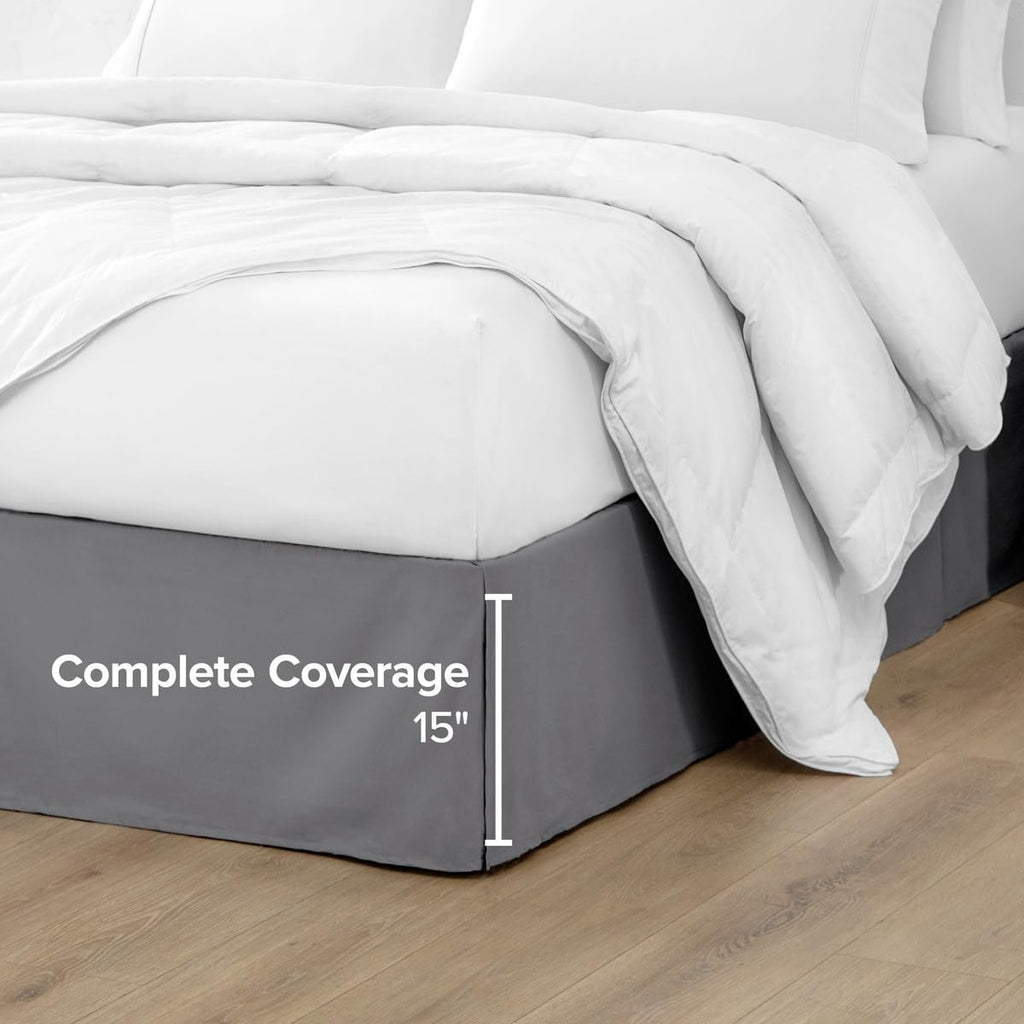 Bed Skirt 15-Inch Drop 1800 Ultra-Soft (, Grey)