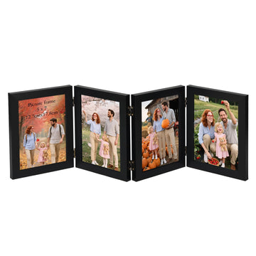 4 Folding 5x7 Picture Frame, Hinged Photo Frames for Desktop Family Photo Collage, Gifts for Mom Mother Christmas