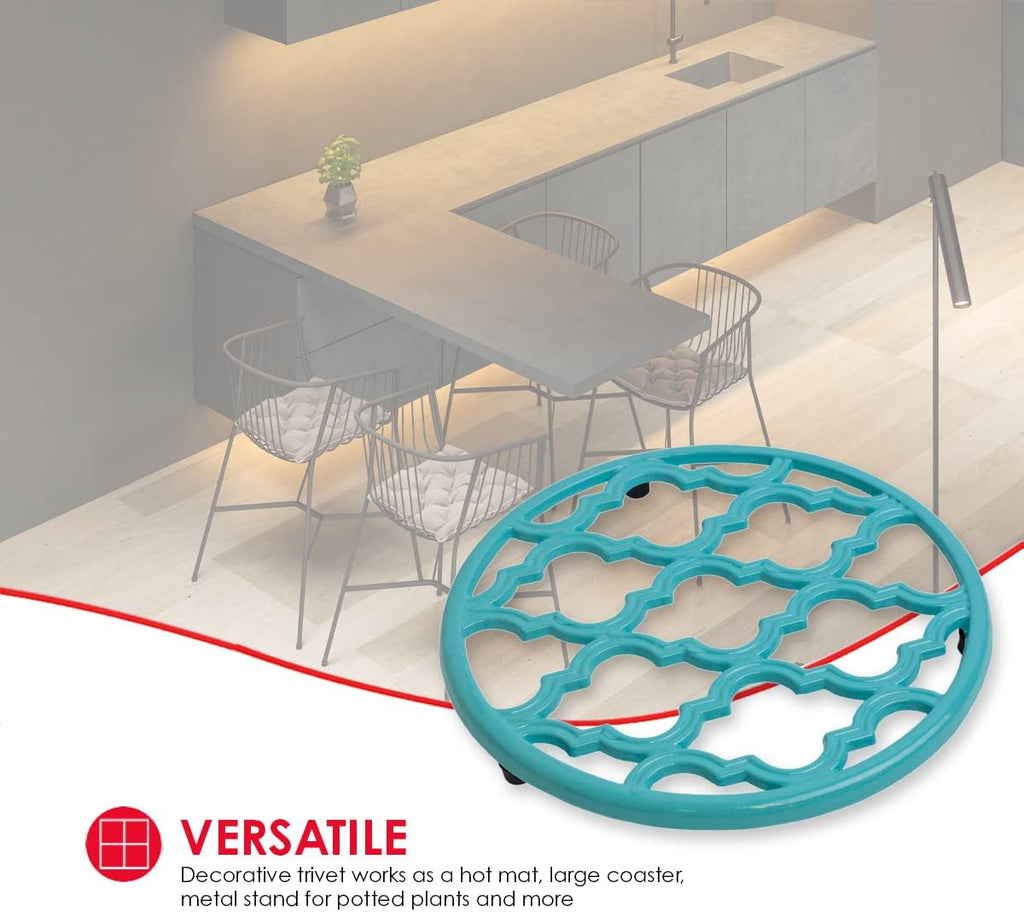 Lattice Collection Cast Iron Trivet for Serving Hot Dish, Pot, Pans & Teapot on Kitchen Countertop or Dinning - Set of 2
