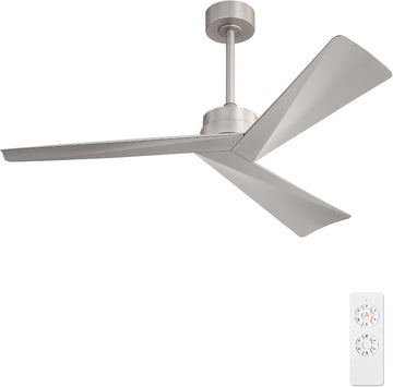 Inspired Adler Style 52" DC Ceiling Fan Without Light, 3 Sculpted ABS Blades, 6-Speed Remote - Brushed Nickel