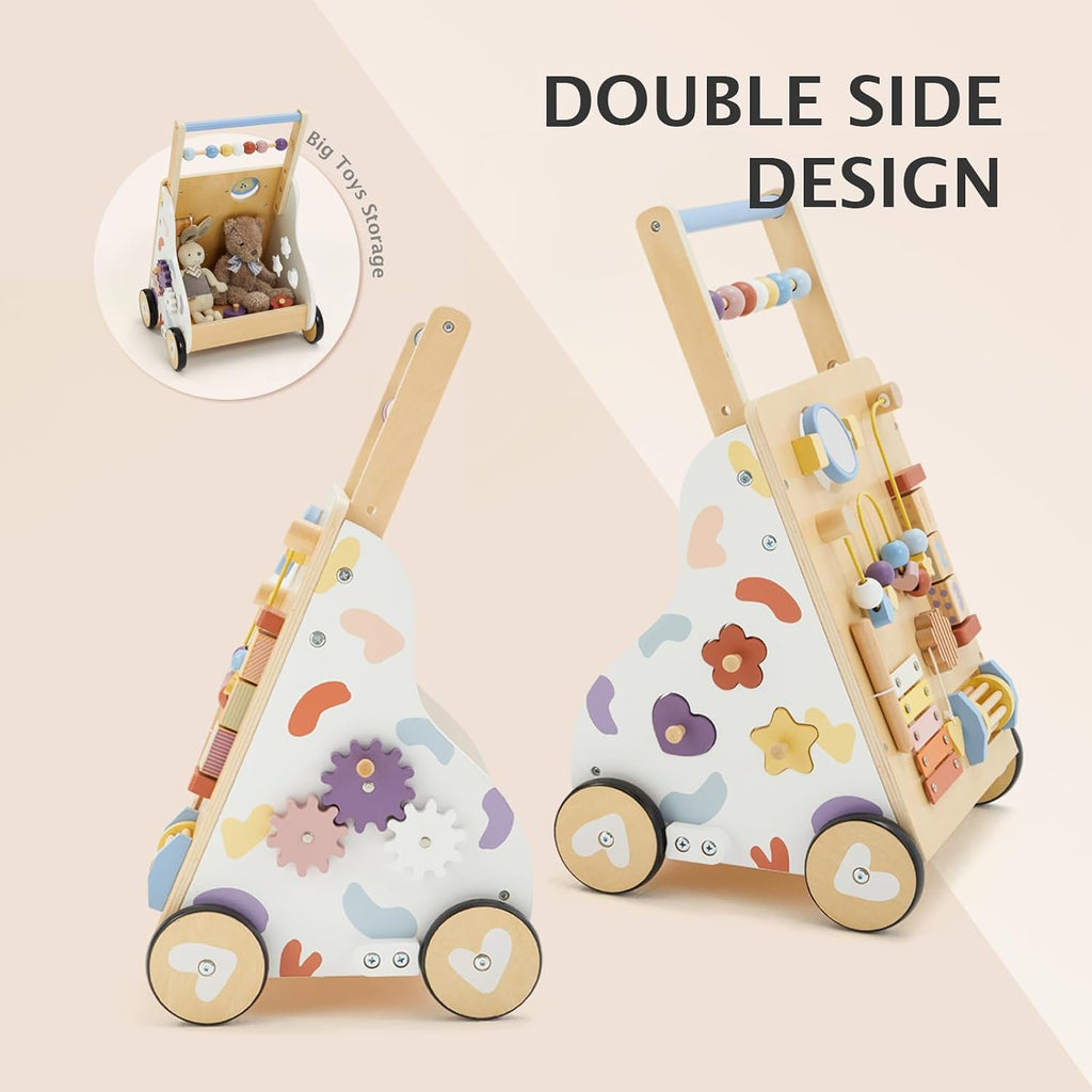 Wooden Baby Walker, Baby Push Walker, Montessori Walker Toy for Babies 12M+