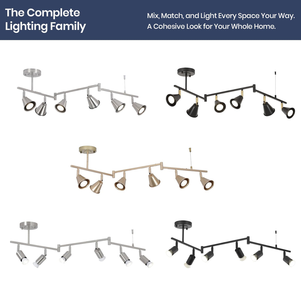 Modern Track Lighting Fixtures Ceiling, Flexible Foldable Arm and Rotatable Light Head, Champagne Gold