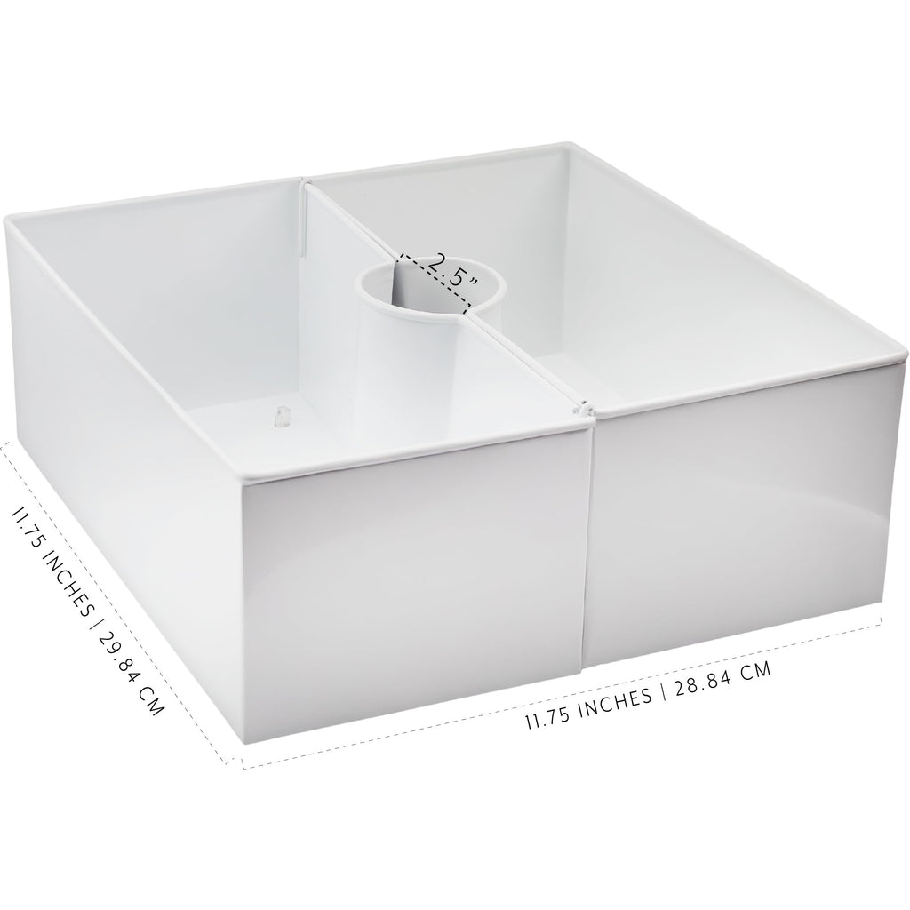 Umbrella Planter Table (White Square), w/Umbrella Hole, Enamelware Rectangular Planter Pots