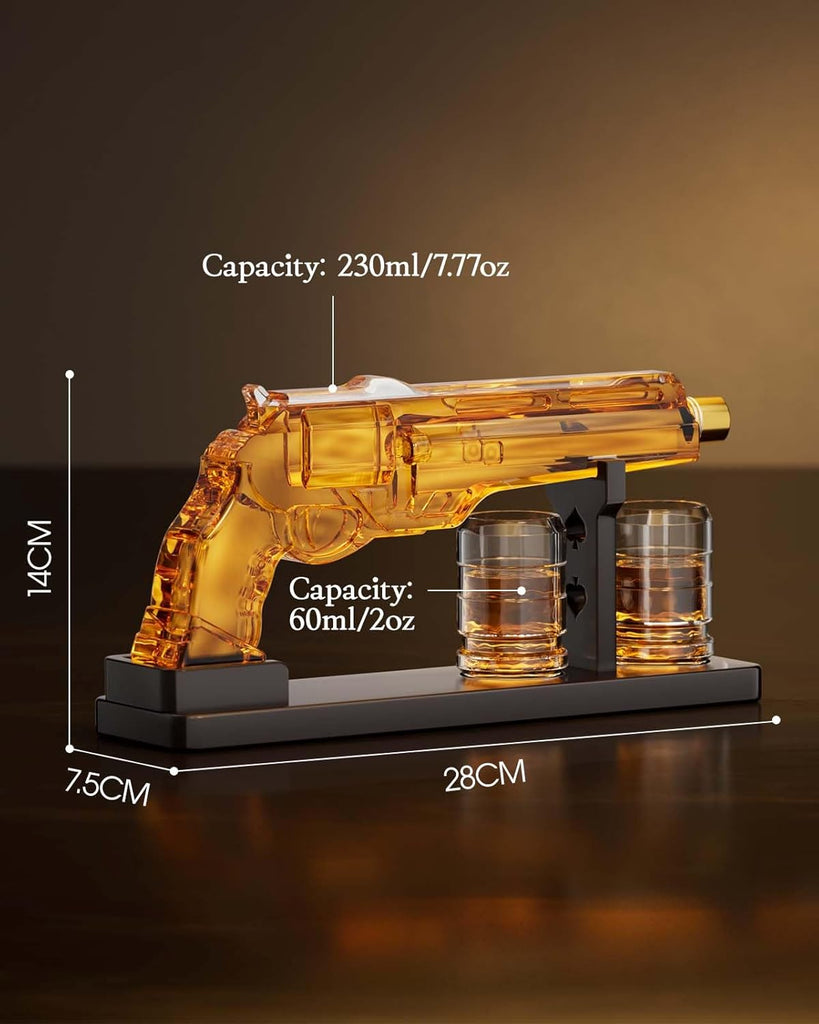Gun Whiskey Decanter Sets for Men, Liquor Decanter Set with Shot Glass, Handcrafted Birthday Gifts for Men Dad
