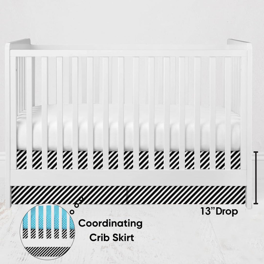 Love 100 Percent Cotton Percale Crib/Toddler Bed Skirt (Warp Stripes, Black)