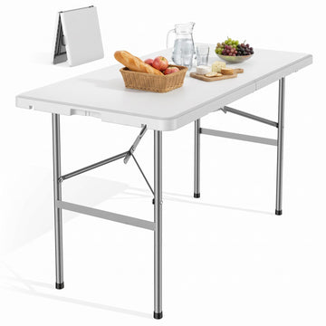 4 FT Foldable Table, Heavy Duty Folding Table Easy to Fold Store