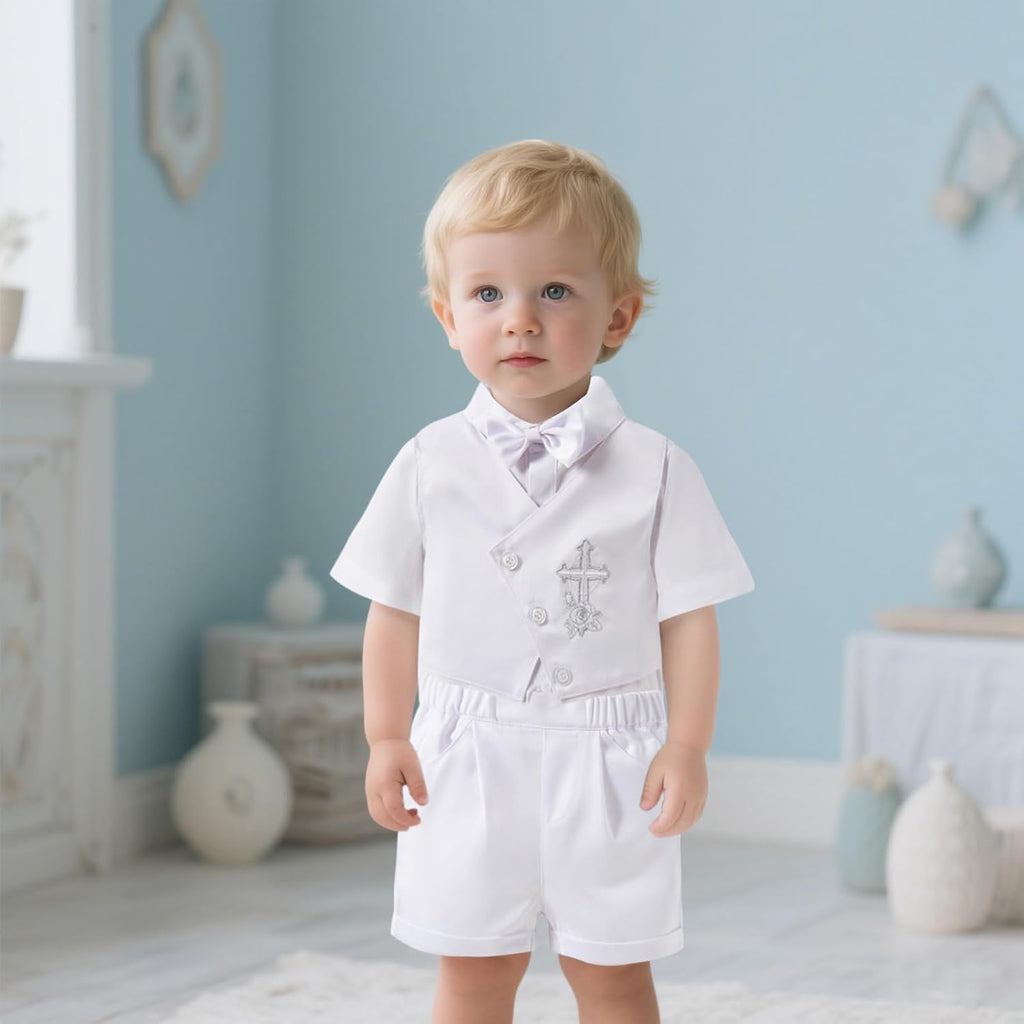 Christening Baptism Outfits for Boys Formal Dress White Baby Suit