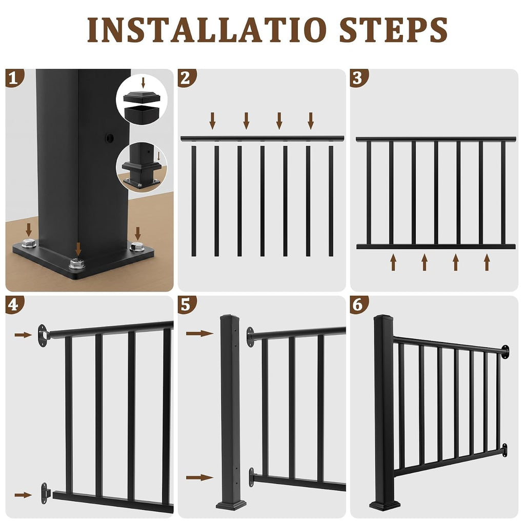 4 Ft Deck Railing Kit for Deck, Porch, Patio, Balcony