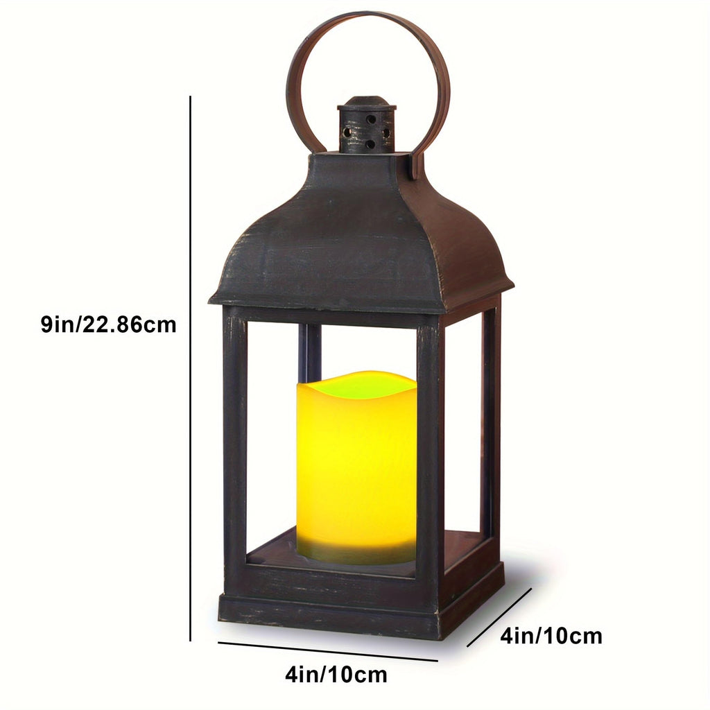 2 Pack Decorative Lantern with flameless LED Candle Lights, ON/Off/Timer Candle with 6Hours, Outdoor/Indoor LED