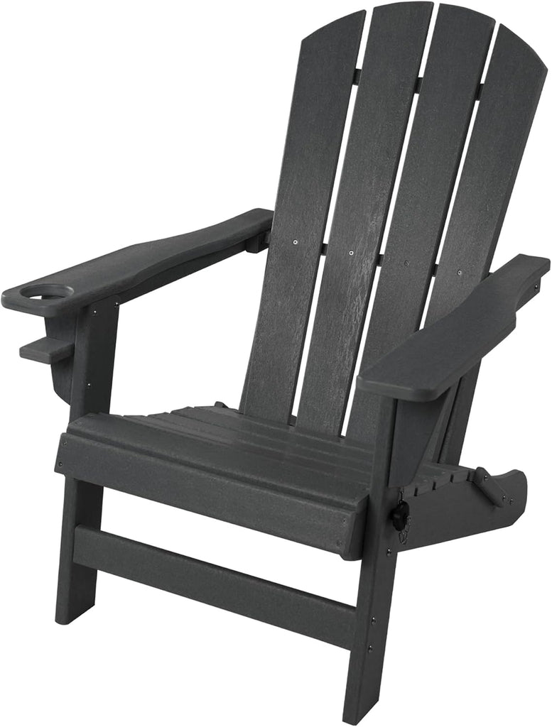 Folding Adirondack Chair, Patio Outdoor Chairs | HDPE Plastic Resin Deck Chair, Painted Weather Resistant for Garden