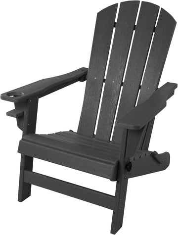Folding Adirondack Chair, Patio Outdoor Chairs | HDPE Plastic Resin Deck Chair, Painted Weather Resistant for Garden