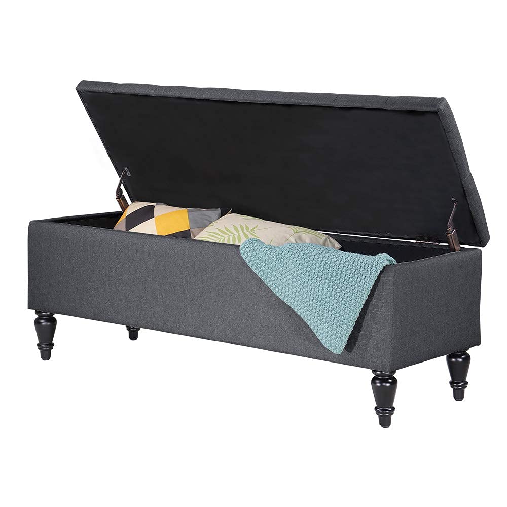 45'' Ottoman Indoor Tufted Rectangular Storage Ottoman Coffee Table Seat Smooth Hinge Lid Storage Bench Bedroom