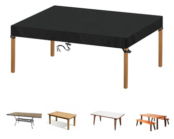 Outdoor Table Top Cover Waterproof 96" L x 40" W x 8" H Anti-UV Rectangle 600D Patio Coffee Table Cover for Dining