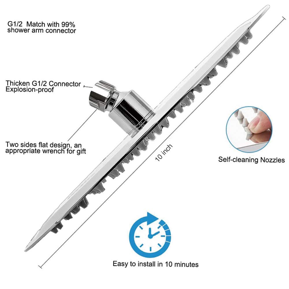 Rain Shower Head, Ultra-Thin Design-Pressure Boosting, Awesome Some Experience, High Flow Stainless Steel Rainfall