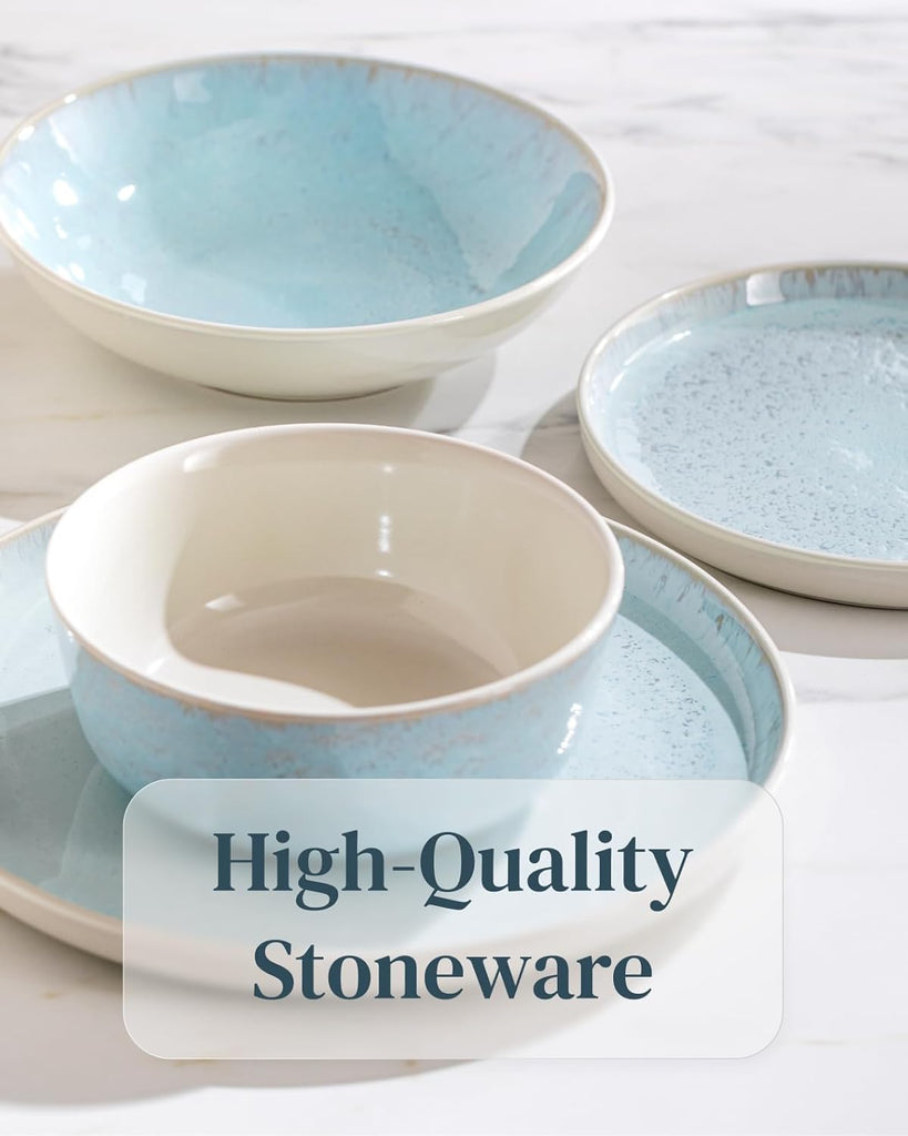 Stoneware dinnerware set 8 persons 32 pcs - Modern style plates and bowls set ceramic