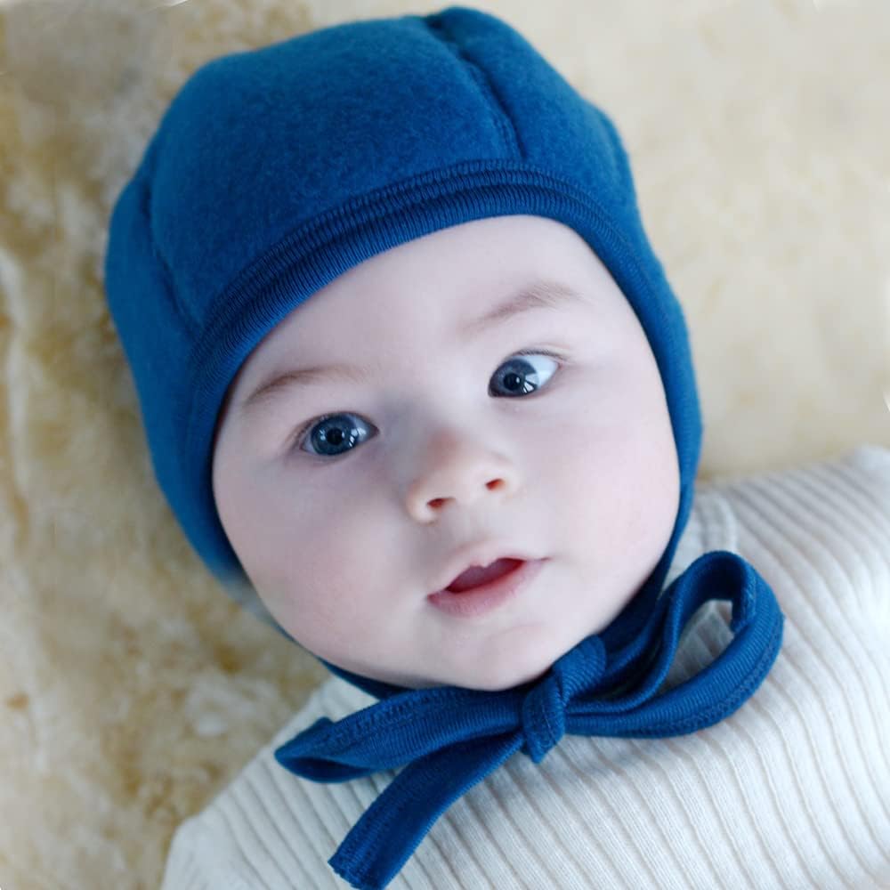 Baby Bonnet, | Organic Merino Wool Fleece, Pilot Cap with Ear Protection for Infants